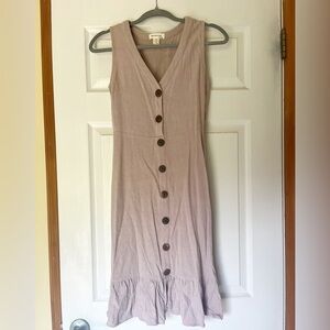 Monteau | Linen blend button down dress | Tan | Size Small | Women’s